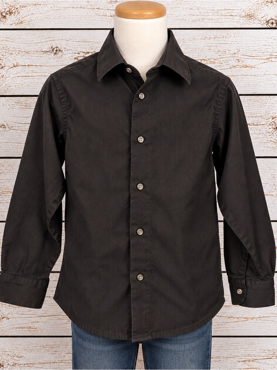 Chaps Other - Chaps Boys Black Solid Button-Up Dress Shirt Long Sleeve Collar Size 10-12